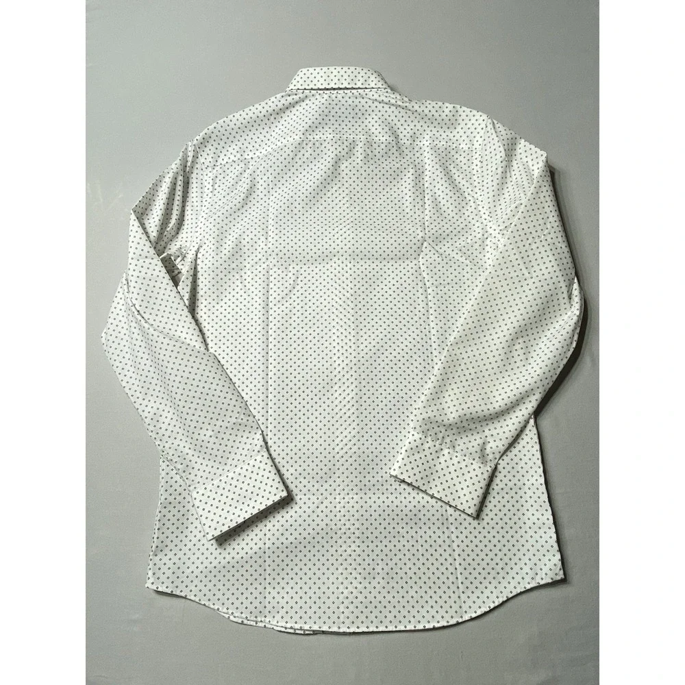 Banana Republic Slim Fit Non Iron Shirt Mens M 15-15.5 33-34 White Print